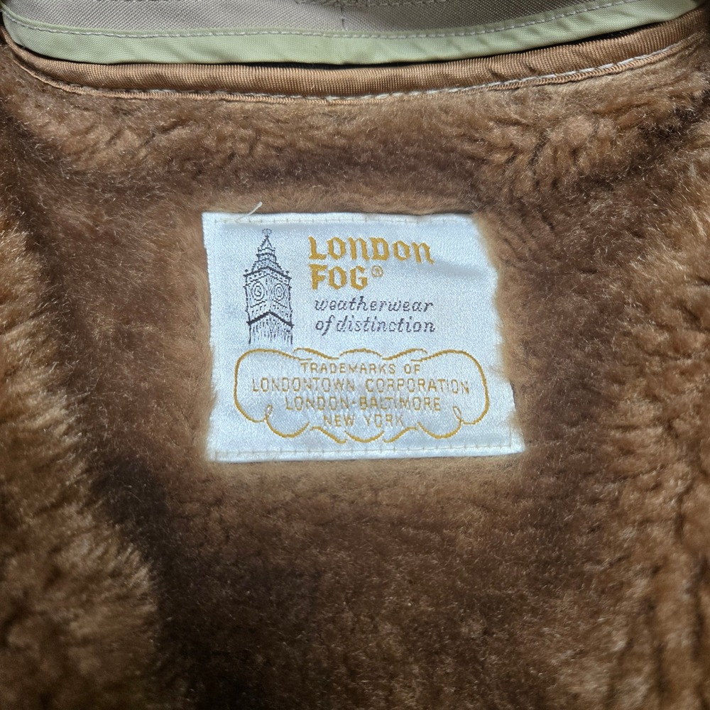 London Fog‎ Mens Vintage Tan Faux Fur Lined Harrington Jacket Size 52 Long Khaki - Picture 4 of 5